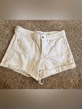 Lucky Brand White Distressed Cuffed Denim Shorts Size 4/27
